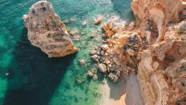 Praia da Marinha drone shot