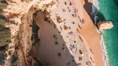 Praia da Marinha drone shot